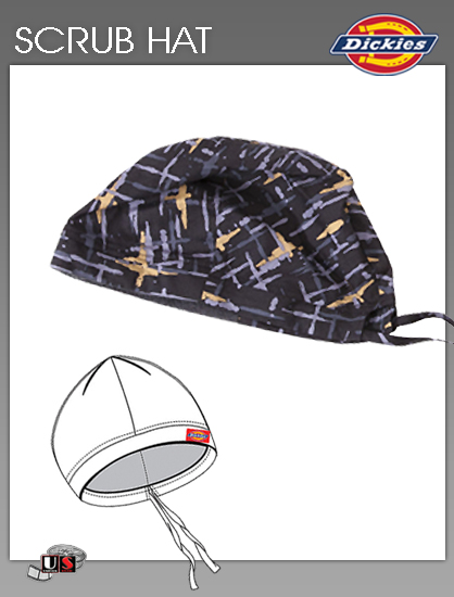 Dickies Printed Cross The Line Bouffant Scrub Hat - Click Image to Close