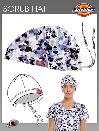 Dickies Printed Purr-fectly Painted Bouffant Scrub Hat - Click Image to Close