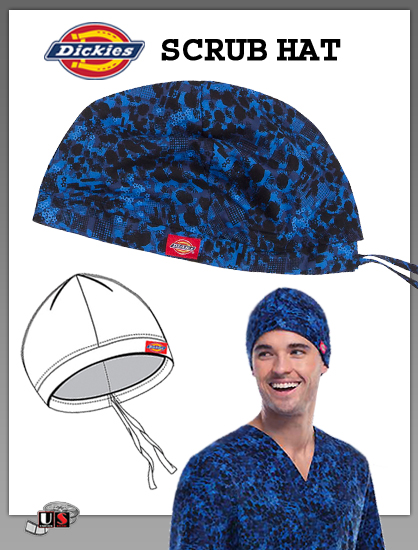 Dickies Printed Star Player Bouffant Scrub Hat - Click Image to Close