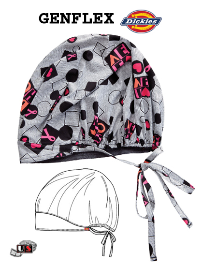Dickies Printed All About Pink Bouffant Scrub Hat - Click Image to Close