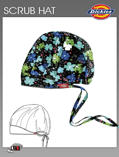 Dickies Printed Froggy Floral Scrub Hat - Click Image to Close