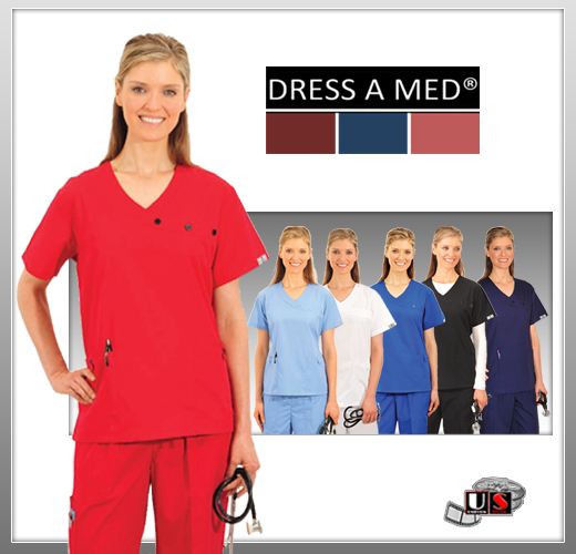 Dress A Med Solid Premium Mock Wrap 2 Pocket Top Set - Click Image to Close
