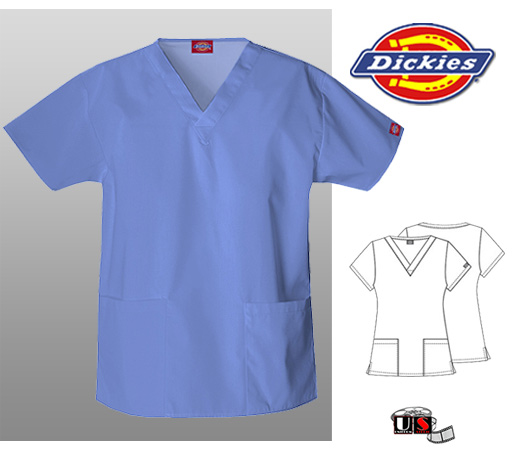 Dickies Classic Missy V-Neck Scrub Top Ceil Blue - Click Image to Close