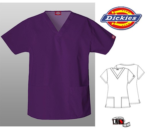 Dickies Classic Missy V-Neck Scrub Top Eggplant - Click Image to Close
