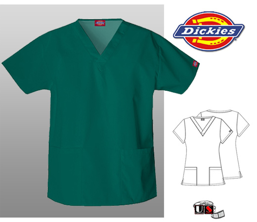 Dickies Classic Missy V-Neck Scrub Top Hunter - Click Image to Close
