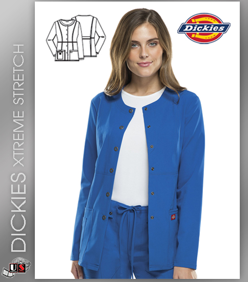 Dickies Xtreme Stretch Crew Neck Snap Front Warm-Up Jacket - Click Image to Close