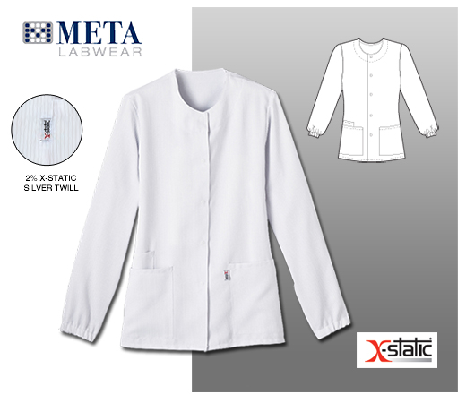 Meta Unisex 30" Silver Safe Warm-Up Jacket - Click Image to Close