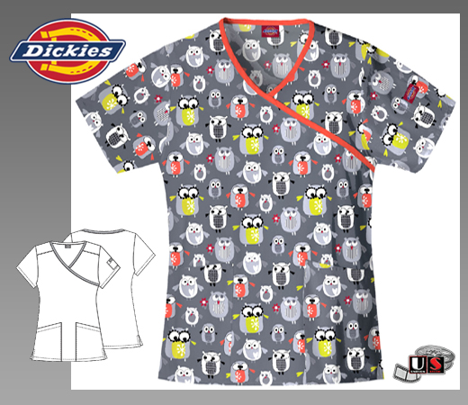 Dickies Printed Jr. Fit Mock Wrap Top in Owl Be Your Friend - Click Image to Close