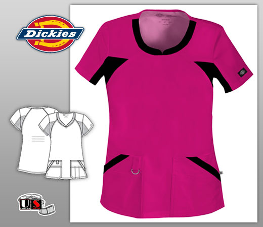 Dickies Jr. Fit Soft V-Neck Shape Knit Panel Top - Click Image to Close