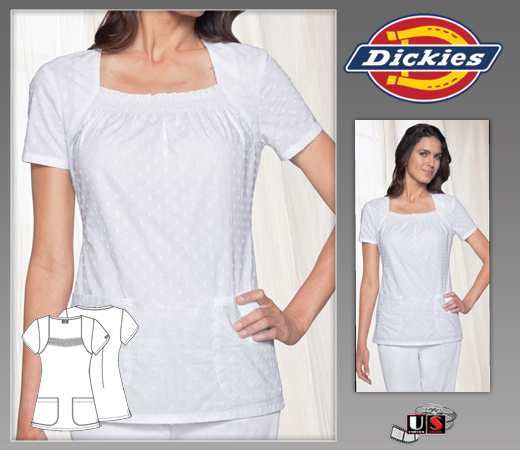 Dickies Fashion Solids Square Neck Scrub Top - Click Image to Close