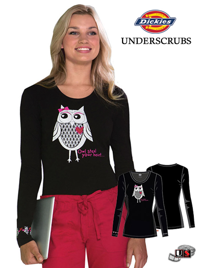 Dickies Owl Steal Your Heart Knit Tee Long Sleeve Crew Neck - Click Image to Close