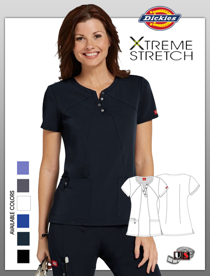 Dickies Xtreme Stretch Jr. Fit Notched Round Neck Top - Click Image to Close