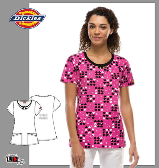 Dickies EDS Printed Listen to your Heart Jr. Fit Round Neck Top - Click Image to Close