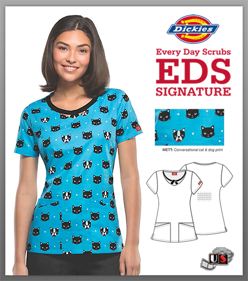 Dickies EDS Printed Right Here Right Meow Jr. Fit Round Neck Top - Click Image to Close