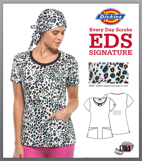 Dickies EDS Printed Wild Cat Jr. Fit Round Neck Top - Click Image to Close