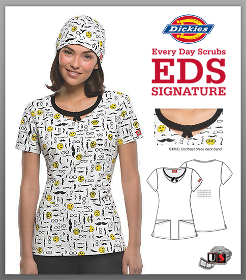 Dickies EDS Printed Stache Me If You Can Jr. Fit Round Neck Top - Click Image to Close