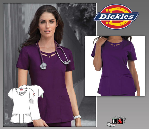 Dickies EDS Round Neck Scrub Top - Click Image to Close