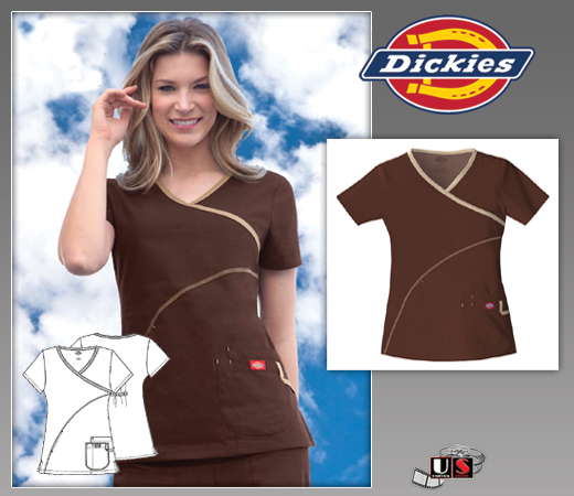 Dickies Soft Works Mock Wrap Scrub Top - Click Image to Close