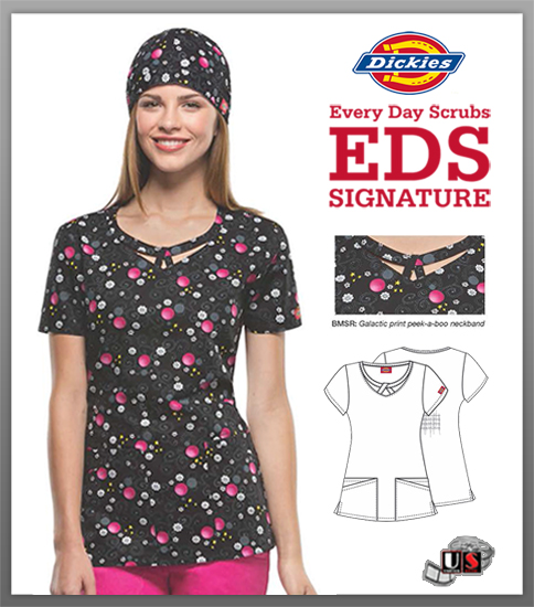 Dickies EDS Printed Blooming Star Jr Fit Round Neck Top - Click Image to Close