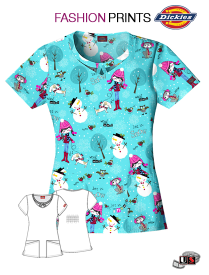 Dickies Printed Little Snow Buddies Jr. Fit Round Neck Top - Click Image to Close