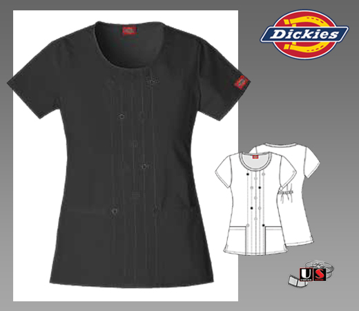 Dickies Jr. Fit Round Neck Embroidered Top in Black - Click Image to Close