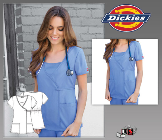 Dickies EDS Mock Wrap Scrub Top - Click Image to Close