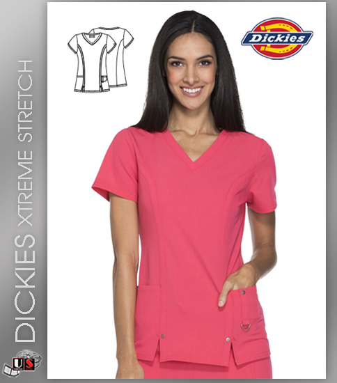 Dickies Xtreme Stretch Original Junior Fit V-Neck Top - Click Image to Close