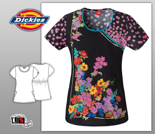 Dickies Printed Fit Round Neck Top - Garden Of Versailles - Click Image to Close