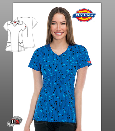 Dickies Printed Kersplat! V-Neck Top - Click Image to Close