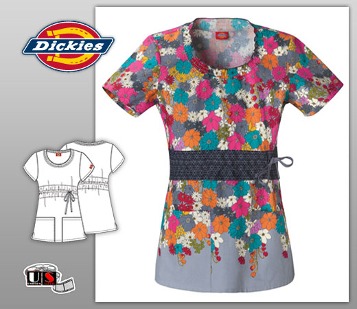 Dickies Printed Round Neck Top - Botanical Impressions - Click Image to Close