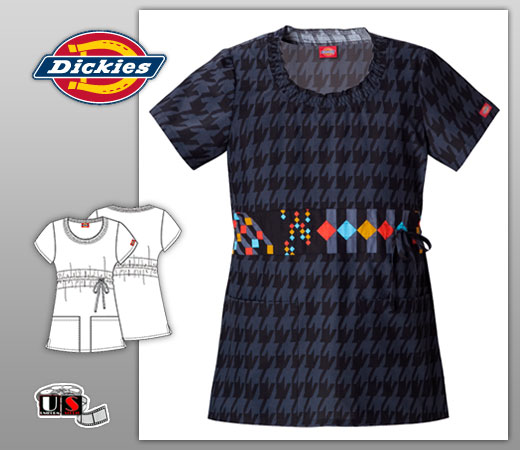 Dickies Printed Round Neck Top - Houndstooth Let Loose - Click Image to Close