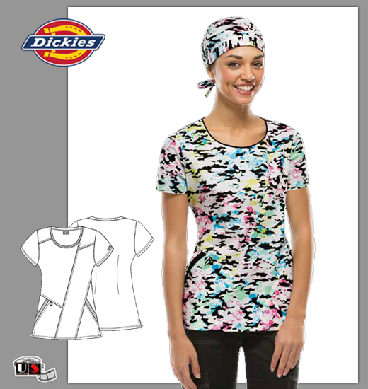 Dickies GEN FLEX Printed Pretty Tough Jr. Fit Round Neck Top - Click Image to Close