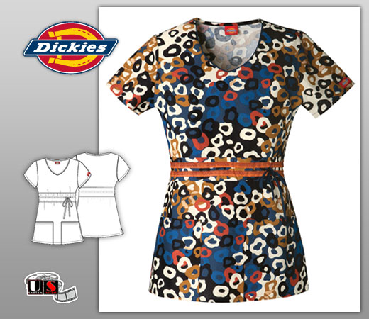 Dickies Printed V-Neck Top - Prowling Around - Click Image to Close