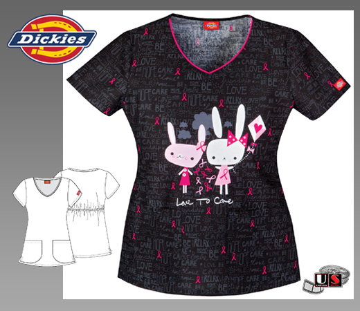 Dickies Printed Jr. Fit V-Neck Top in Love To Care - Click Image to Close