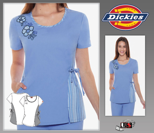 Dickies Stripes Original Junior Fit Scoop Neck Top - Ceil - Click Image to Close