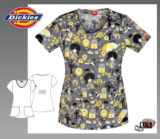 Dickies Gen Flex Jr. Fit V-Neck Top in All The Small Things - Click Image to Close