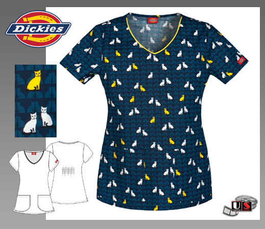 Dickies Gen Flex Jr. Fit V-Neck Top in Meow And Then - Click Image to Close