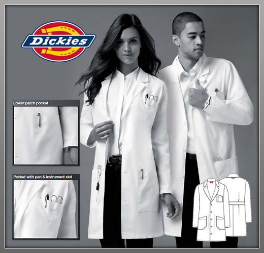 Dickies 34 Womens Classic Missy Fashion Button Front Lab Coat - Click Image to Close