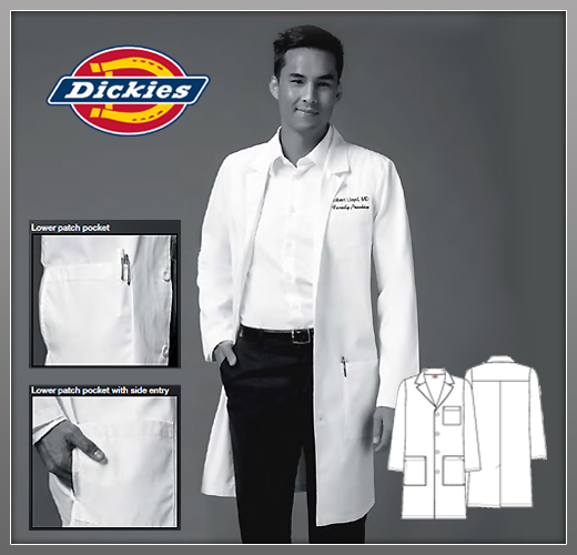 Dickies Unisex Fit Multi Pocket Notched Collar Lab Coat - Click Image to Close