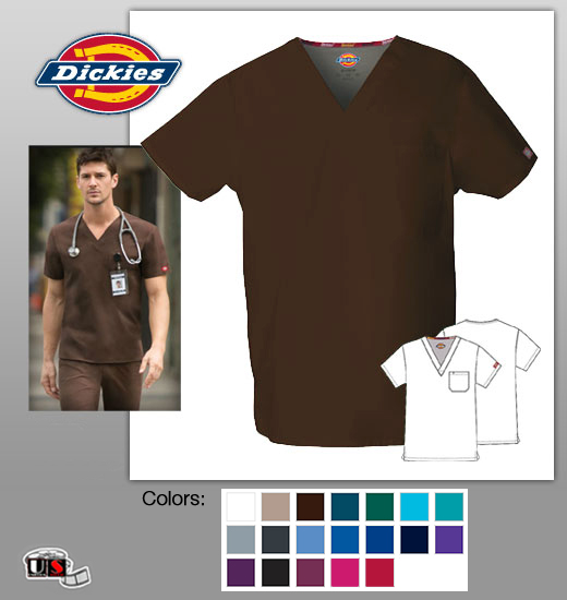 Dickies EDS Unisex Signature Dickies Logo Twill Tape V-Neck Top - Click Image to Close