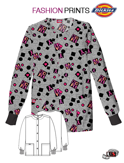 Dickies Printed All About Pink Snap Front Warm-Up Jacket - Click Image to Close