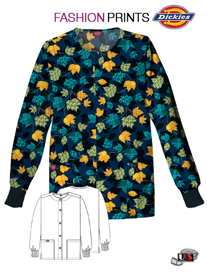 Dickies Printed Be-Leaf It Or Not Snap Front Warm-Up Jacket - Click Image to Close