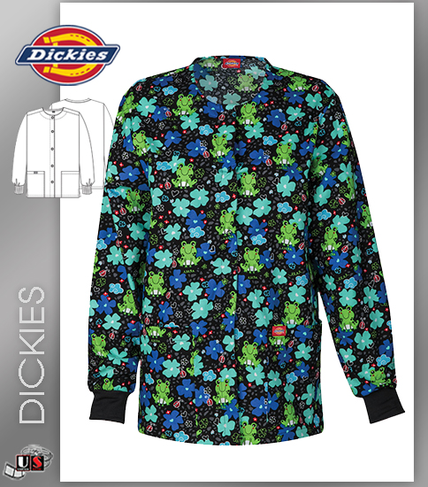 Dickies Printed Froggy Floral Snap Front Warm-Up Jacket - Click Image to Close
