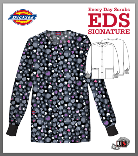 Dickies EDS Printed Love You A Dot Snap Front Warm-Up Jacket - Click Image to Close