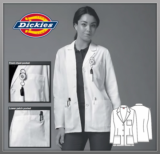 Dickies 28 Missy Fit Womens Consultation Lab Coat - Click Image to Close