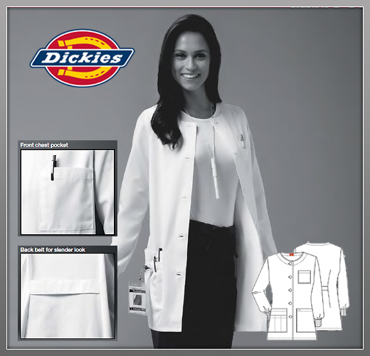 Dickies 32 Womens Missy Fit Jewel Neck Warm-Up Lab Coat - Click Image to Close