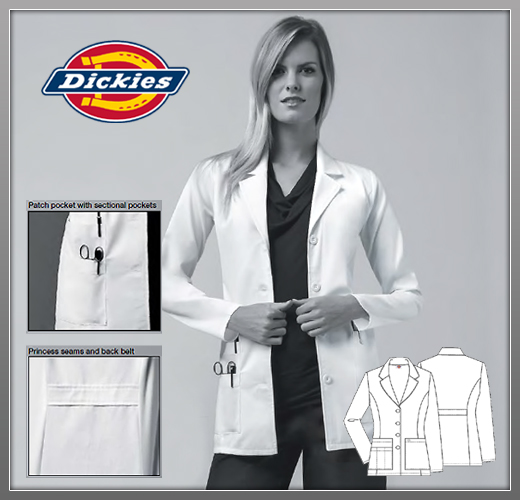 Dickies 29 Womens Missy Fit Fashion Notched Collar Lab Coat - Click Image to Close