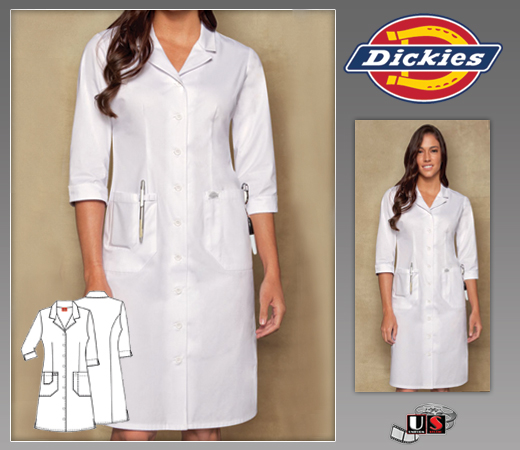 Dickies Fashion Whites Womens Three-Quarter Sleeve Dress - Click Image to Close