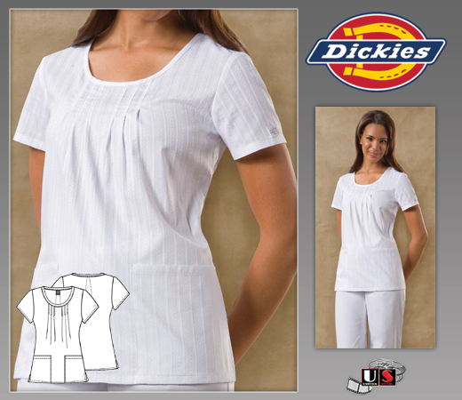 Dickies Fashion Whites Stripe Dobby Scrub Top - Click Image to Close