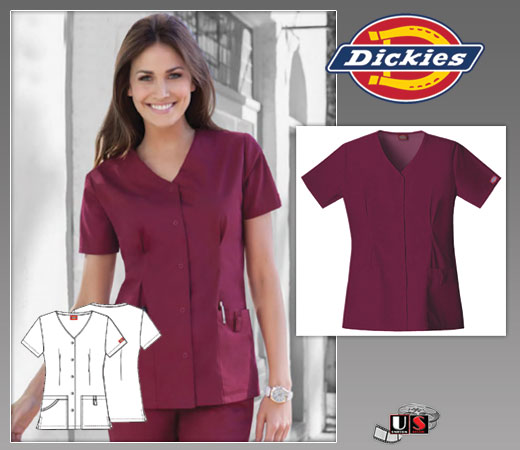 Dickies EDS Snap Front Scrub Top - Click Image to Close